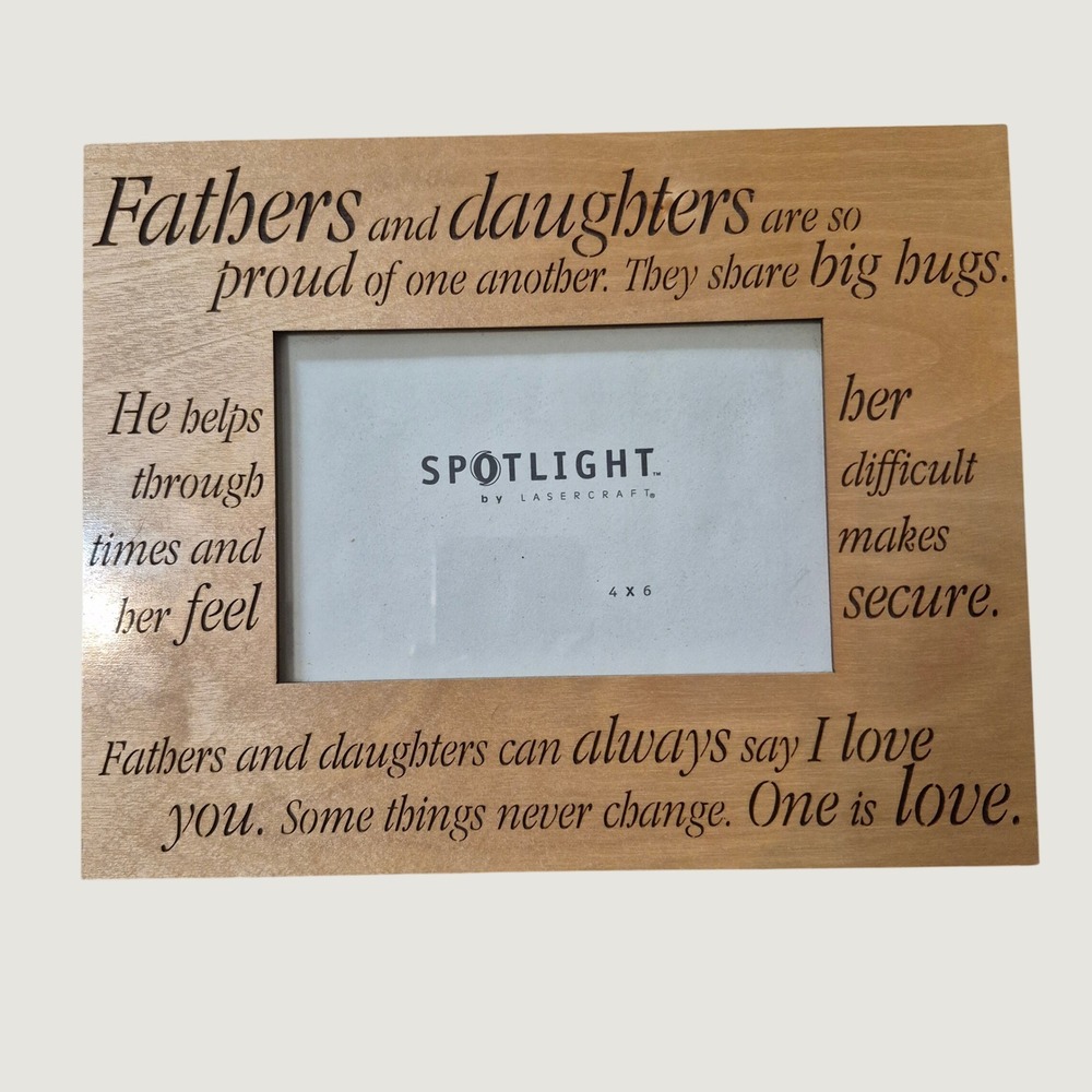 Lasercraft Wood Father Daughter Picture Frame 4x6 Sentimental Gift Tan Natural